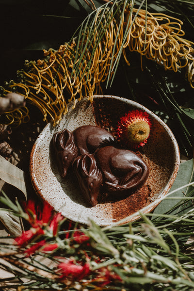 Organic Raw Bilby Chocolates Sweetened with Honey | 6 Individually Wrapped Bilbies | Fair Trade, Raw Cacao, Ethical, Sweetened using Australian Honey, Sustainable Packaging | Helps Bilbies!