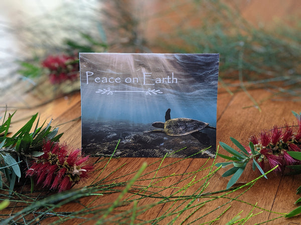 Peace on Earth - Sea Turtle Greeting Card | Printed on 100% Recycled Paper | Helps Endangered Species