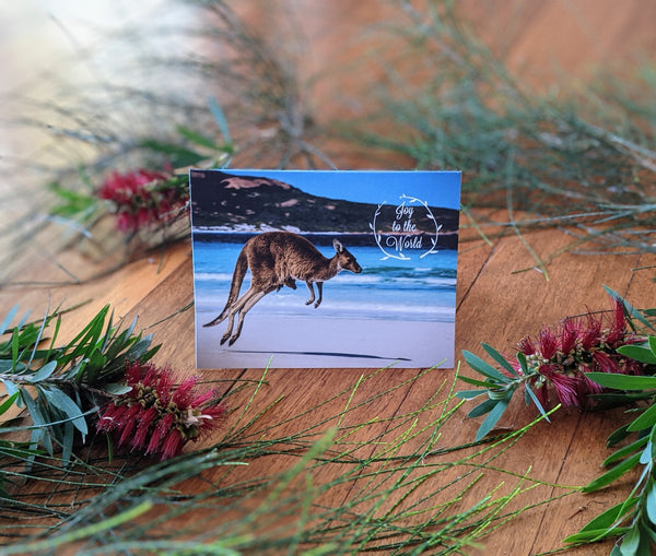 Joy to the World - Kangaroo Greeting Card | Printed on 100% Recycled Paper | Helps Endangered Species