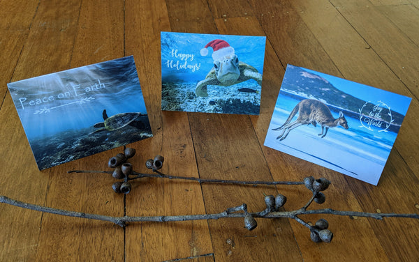 3 pack - Christmas Greeting Cards | Printed on 100% Recycled Paper | Helps Endangered Species