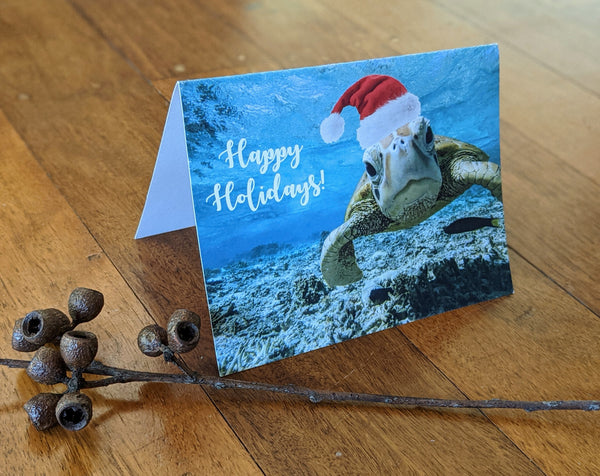 Happy Holidays - Sea Turtle Greeting Card | Printed on 100% Recycled Paper | Helps Endangered Species